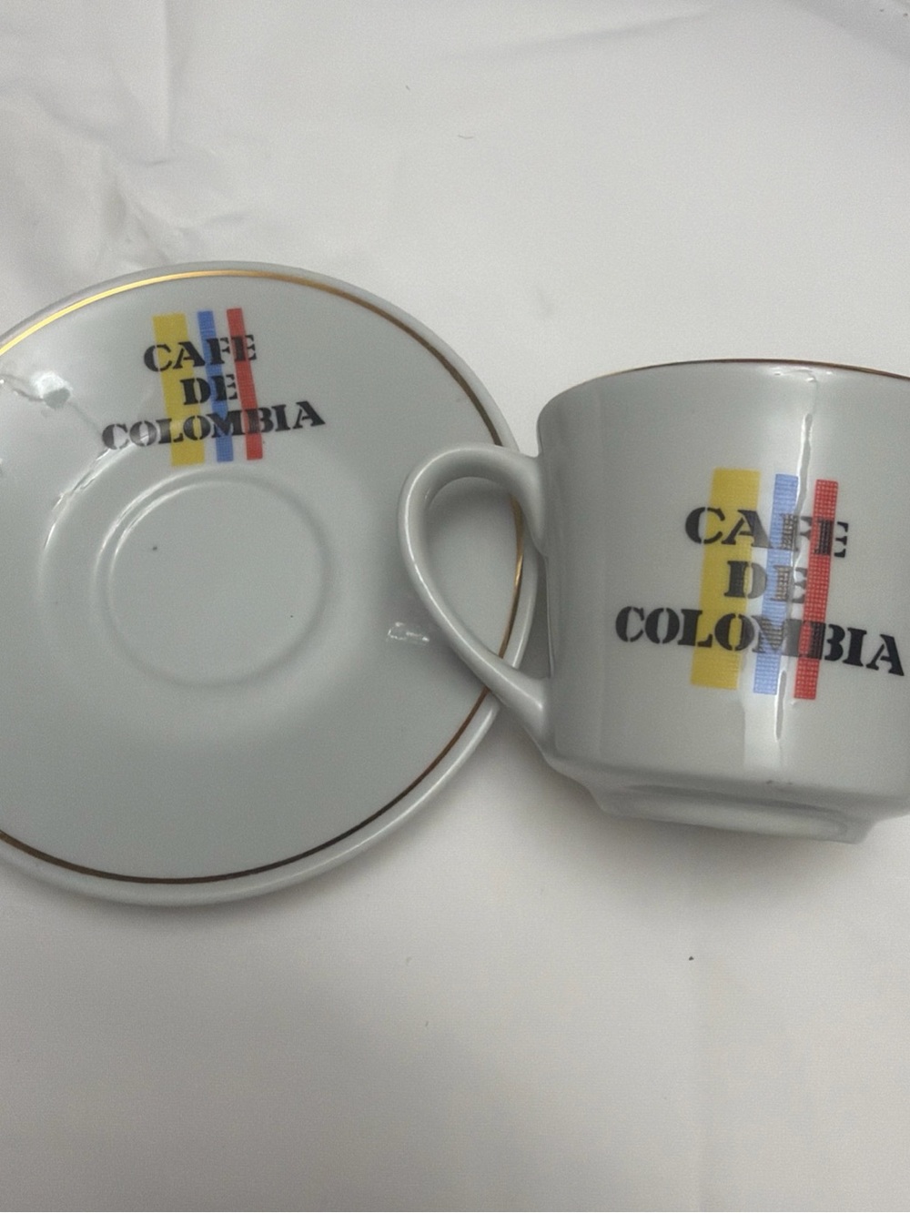 Cafe de Colombia Espresso Cup & Saucer Diamante Corona Royal Vintage 5oz Cup